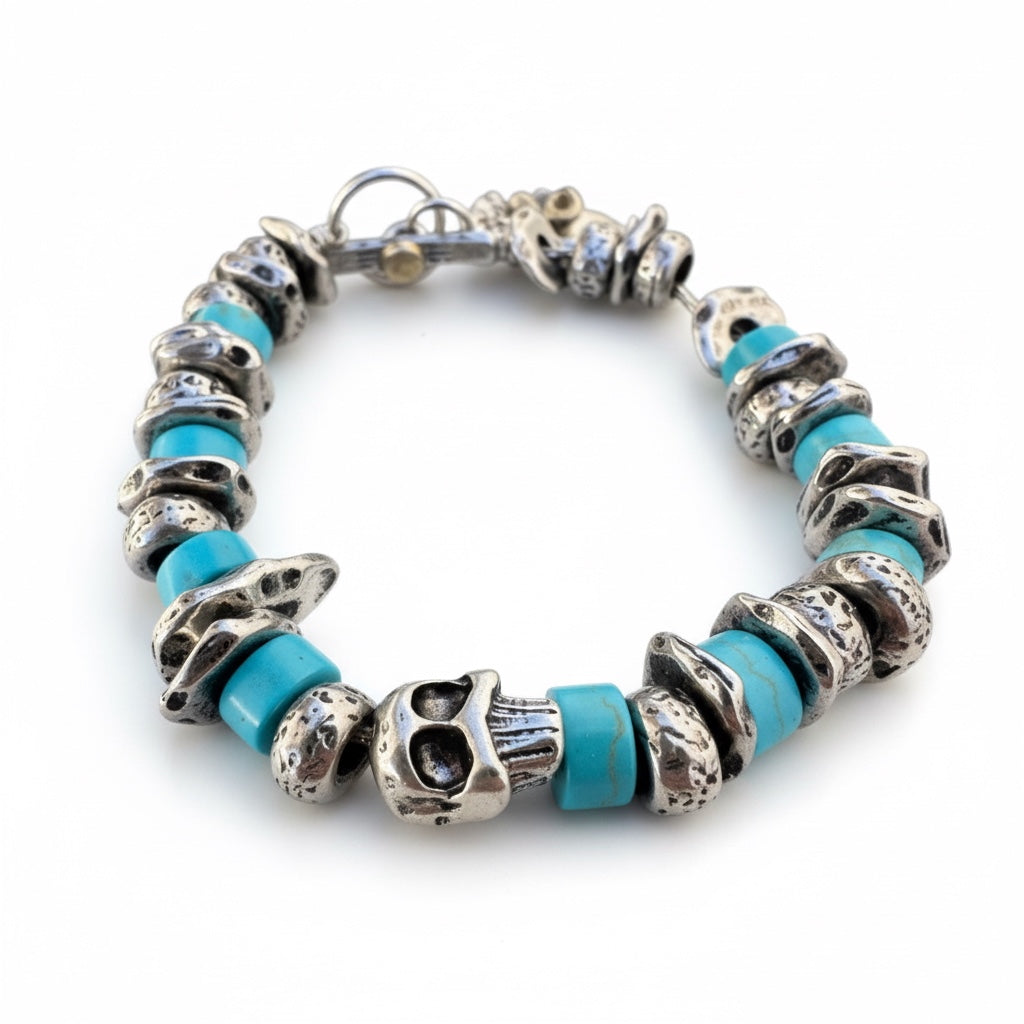 Pulsera de Metal y Piedras con Calavera