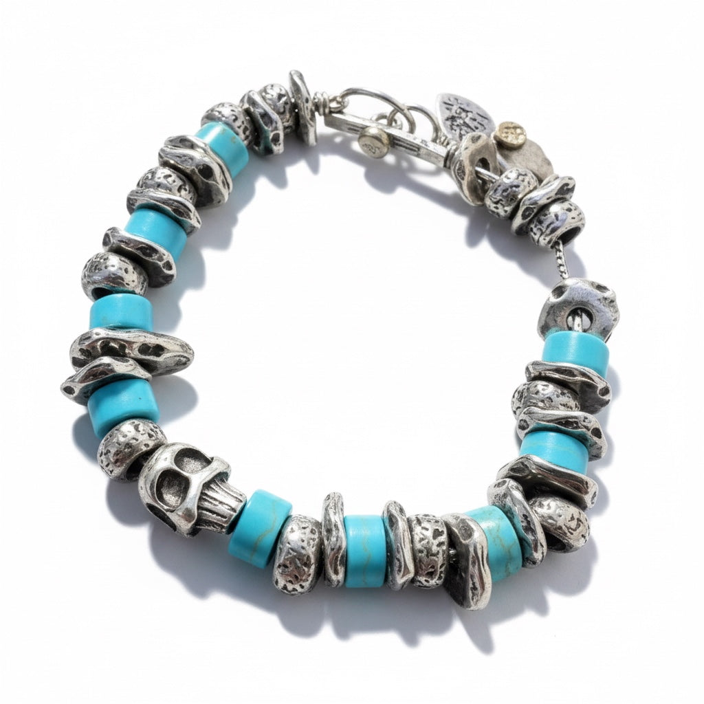 Pulsera de Metal y Piedras con Calavera