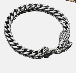 Pulsera Vikinga  Diseño Nórdico con Cabeza de Dragón