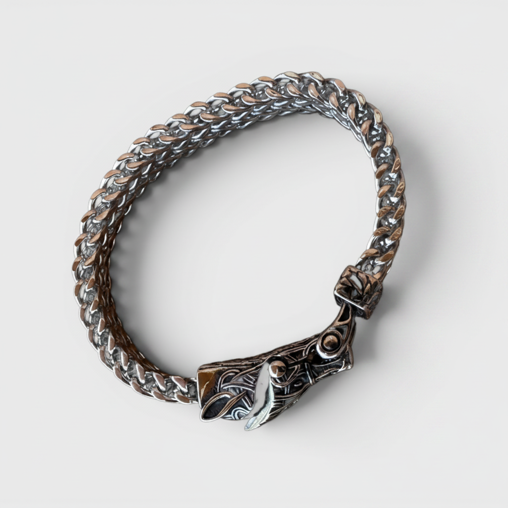 Pulsera Vikinga de Acero Inoxidable – Dragón Nórdico