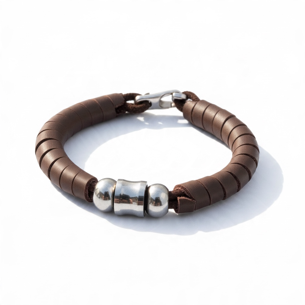 Pulsera de Piel Marrón y Acero Inoxidable: Elegancia Moderna y Estilo Atemporal