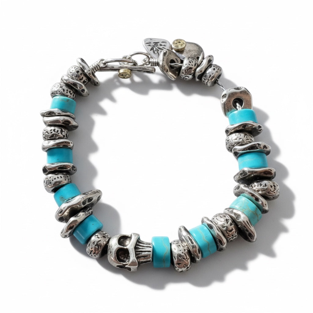Pulsera de Metal y Piedras con Calavera
