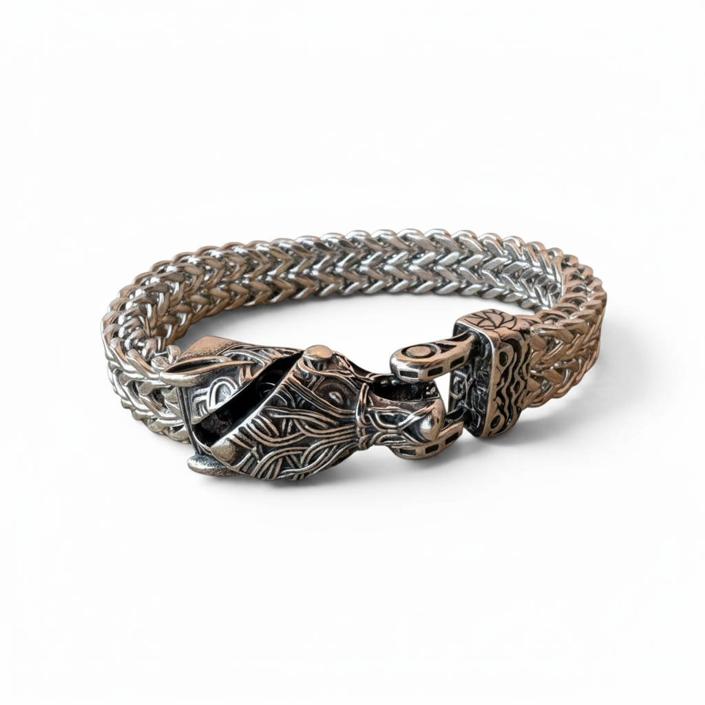 Pulsera Vikinga de Acero Inoxidable – Dragón Nórdico