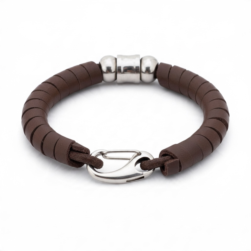 Pulsera de Piel Marrón y Acero Inoxidable: Elegancia Moderna y Estilo Atemporal