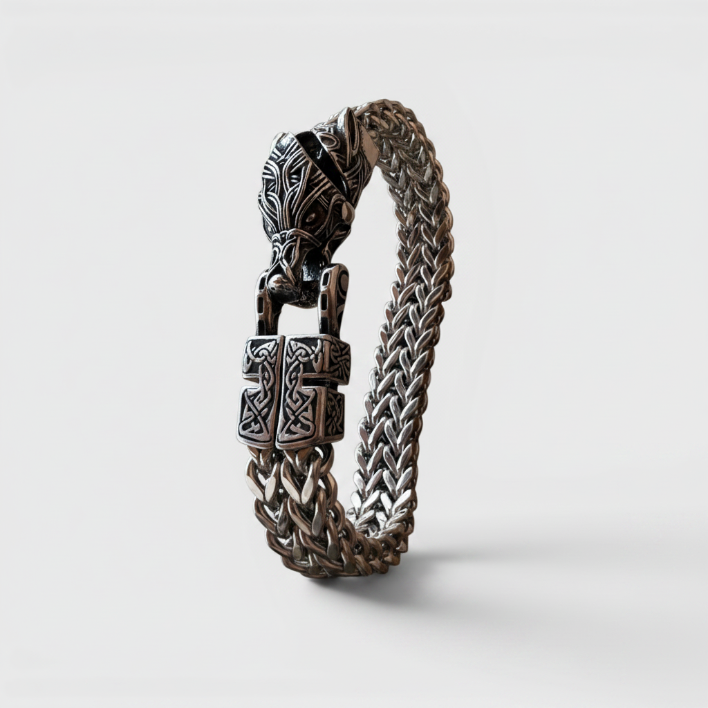 Pulsera Vikinga de Acero Inoxidable – Dragón Nórdico