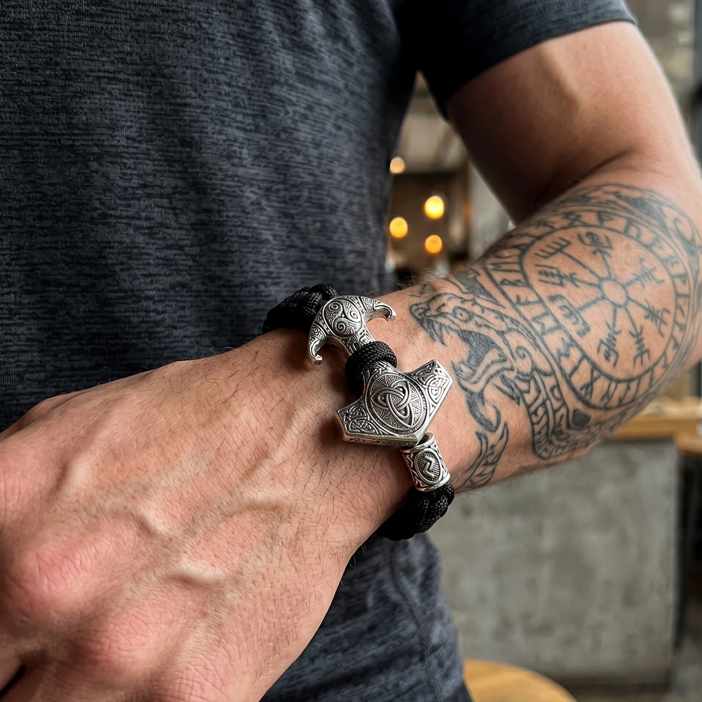 Pulsera Mjölnir de Estilo Vikingo | Amuleto de Poder