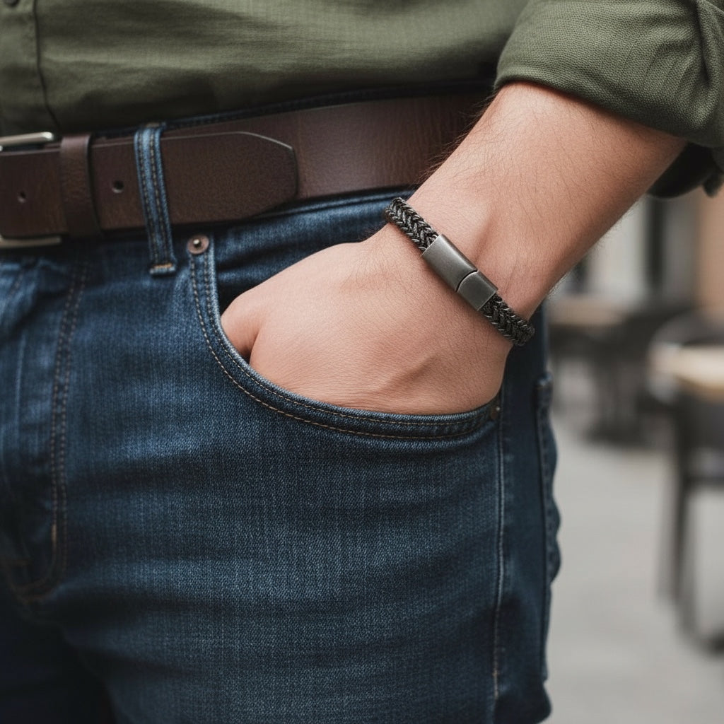 Pulsera de Acero Color Envejecido – Estilo Urbano y Moderno