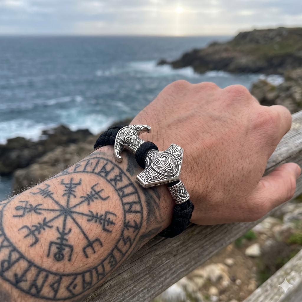 Pulsera Mjölnir de Estilo Vikingo | Amuleto de Poder