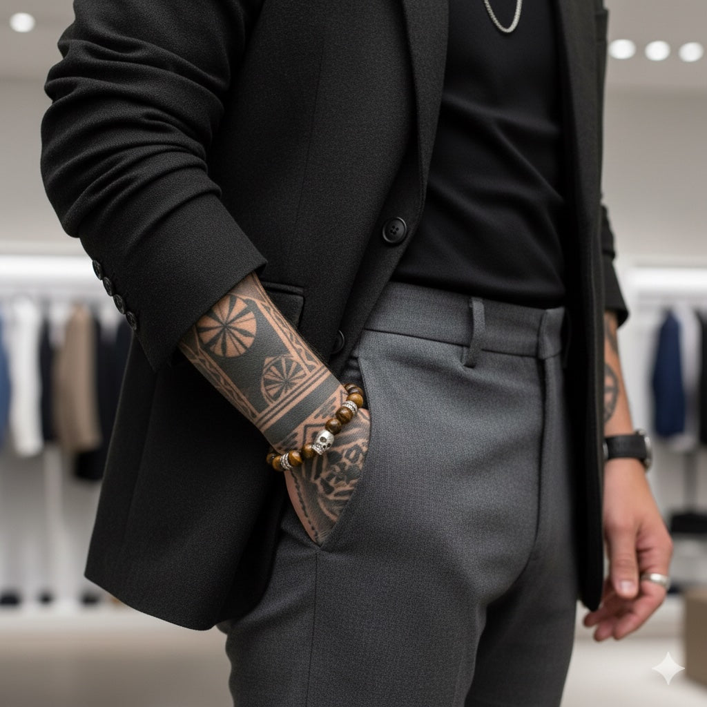 Pulsera de Ojo de Tigre con Calavera — Energía, Protección y Estilo Rebelde
