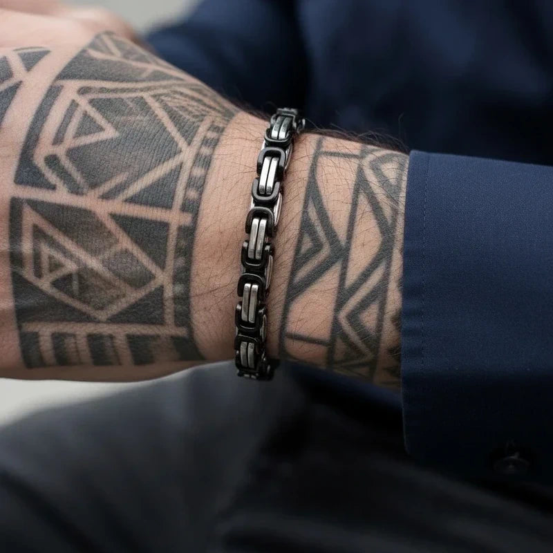 Pulsera Moderna y Elegante de Acero de Titanio – Diseño Bicolor