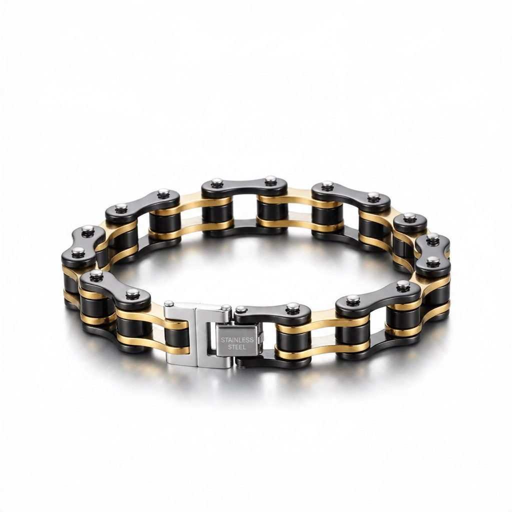 Pulsera estilo cadena de moto en acero robusto – 12 mm (Copia)