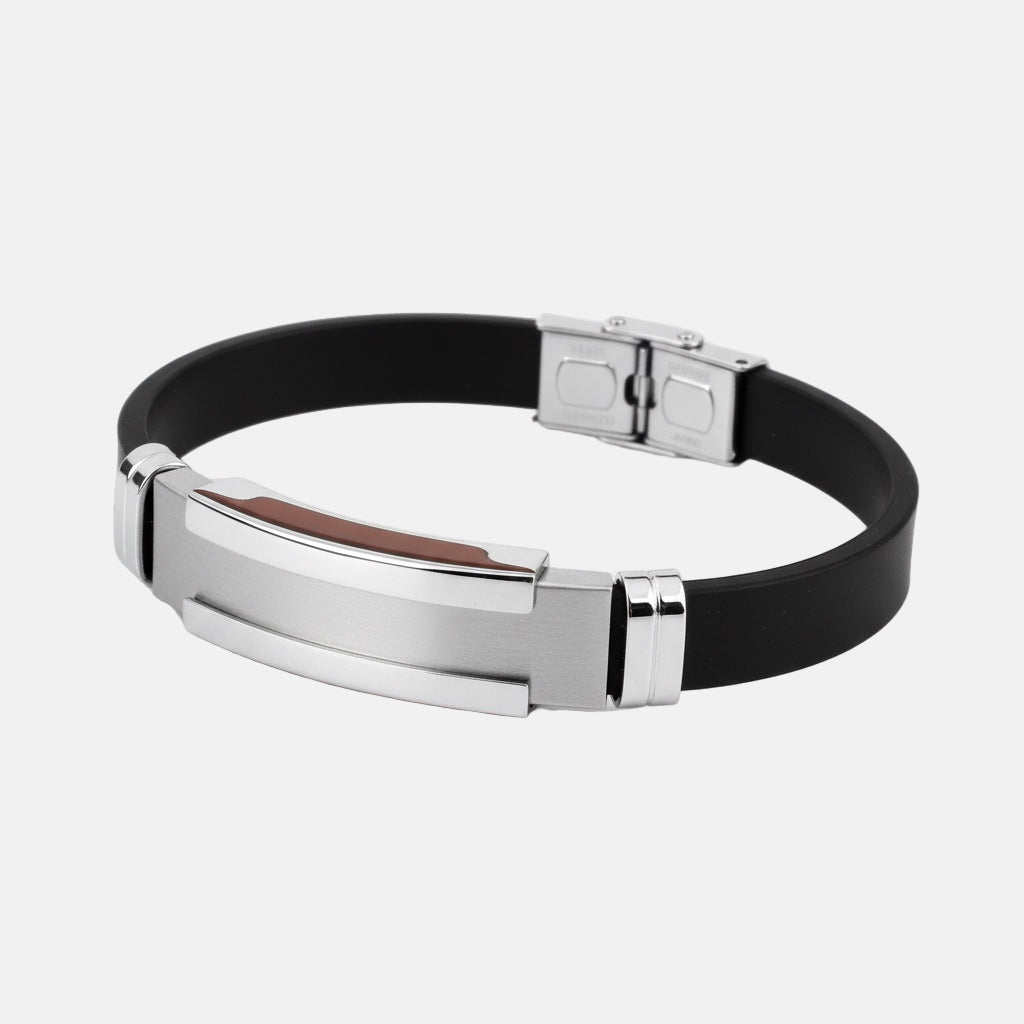 Pulsera de Caucho y Acero: Estilo Moderno y Elegante