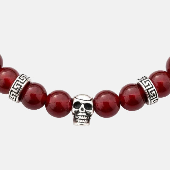 Pulsera de Jaspe Rojo con Calavera – Energía, Protección
