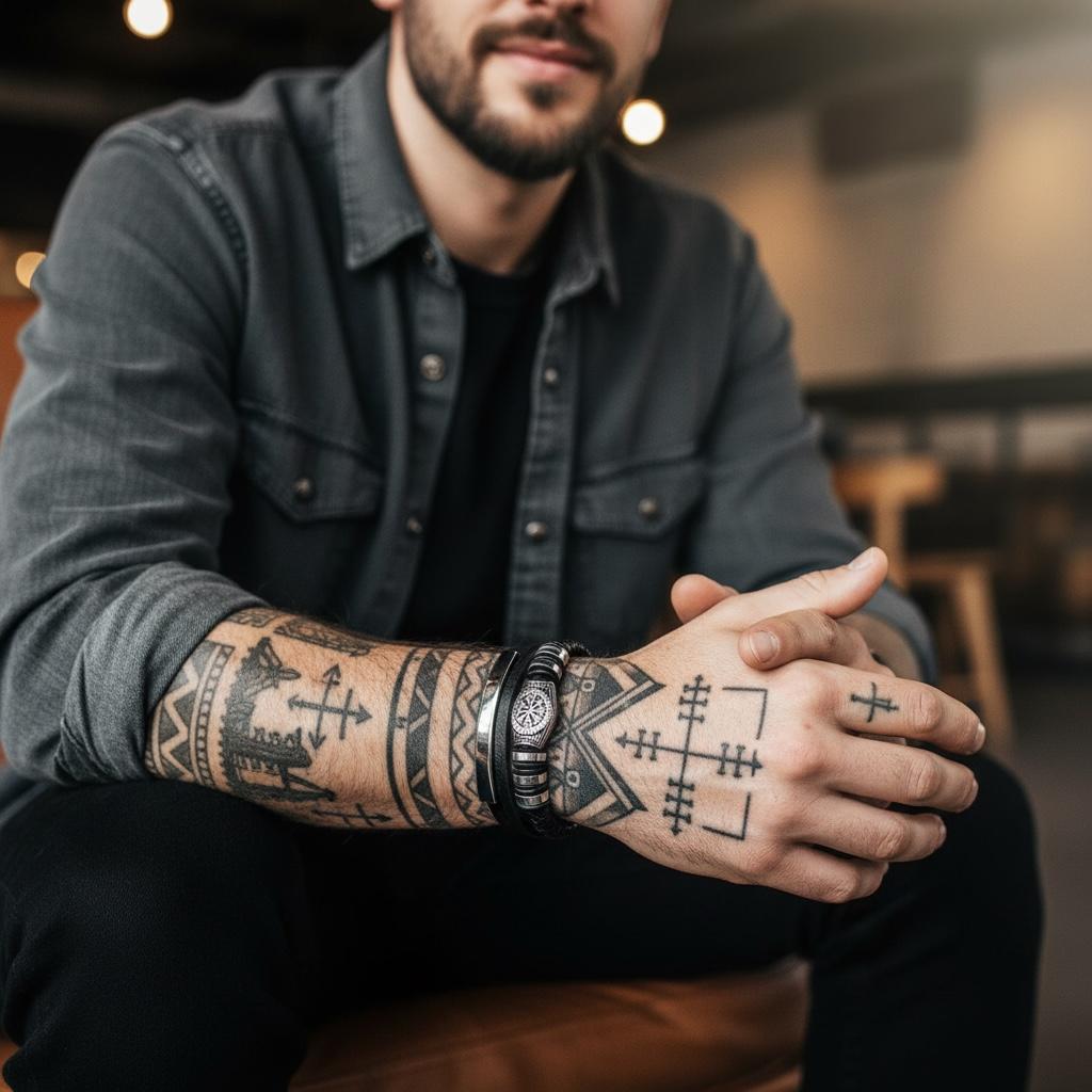 Pulsera con Brújula  Vegvísiry Runas Antiguas