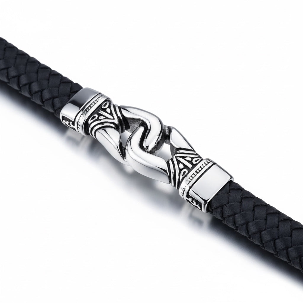 Pulsera Vikinga de Piel y Acero – Fuerza, Estilo y Tradición