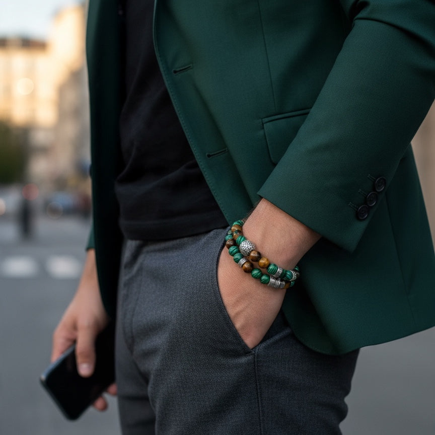 Pulsera de Malaquita y Ojo de Tigre – Energía, Equilibrio y Protección