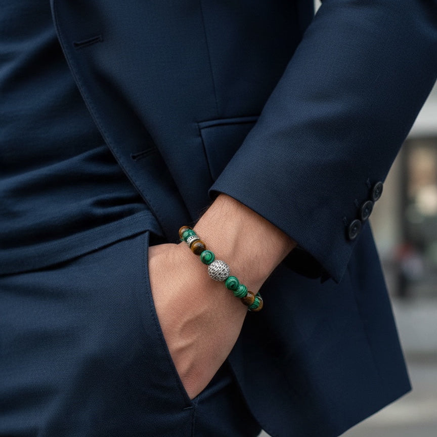Pulsera de Malaquita y Ojo de Tigre – Energía, Equilibrio y Protección