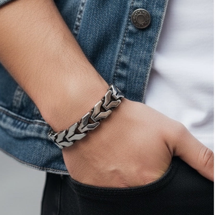 Pulsera de Acero de Eslabones Modernos de 12 mm