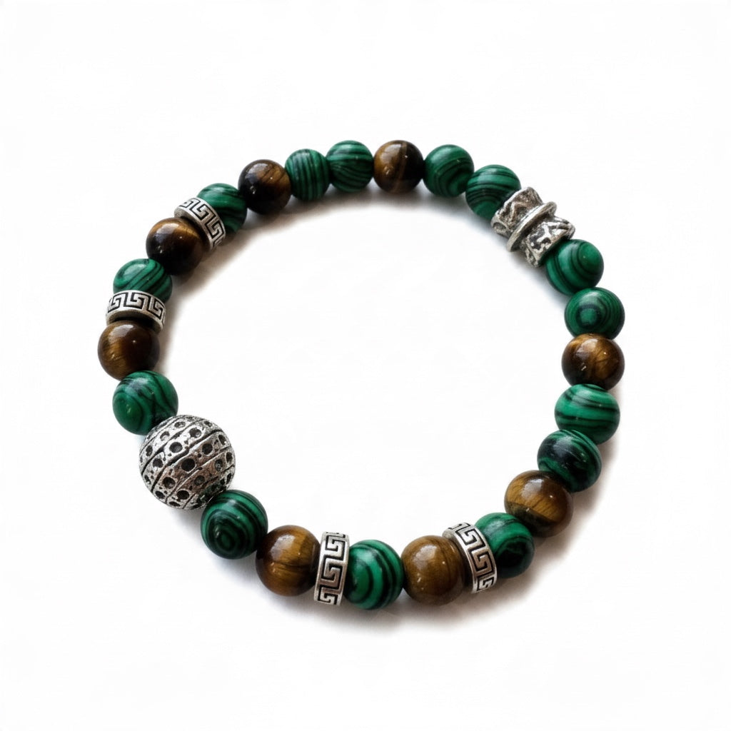 Pulsera de Malaquita y Ojo de Tigre – Energía, Equilibrio y Protección