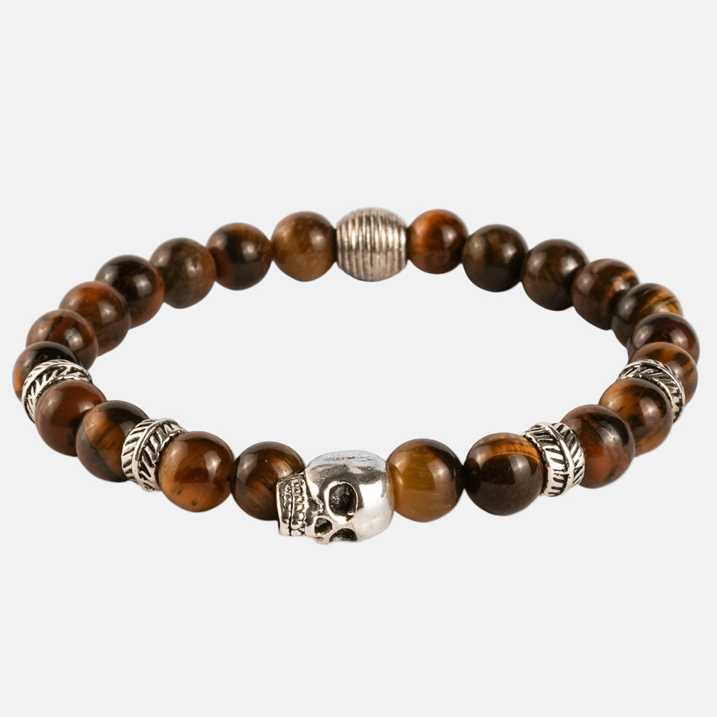 Pulsera de Ojo de Tigre con Calavera — Energía, Protección y Estilo Rebelde