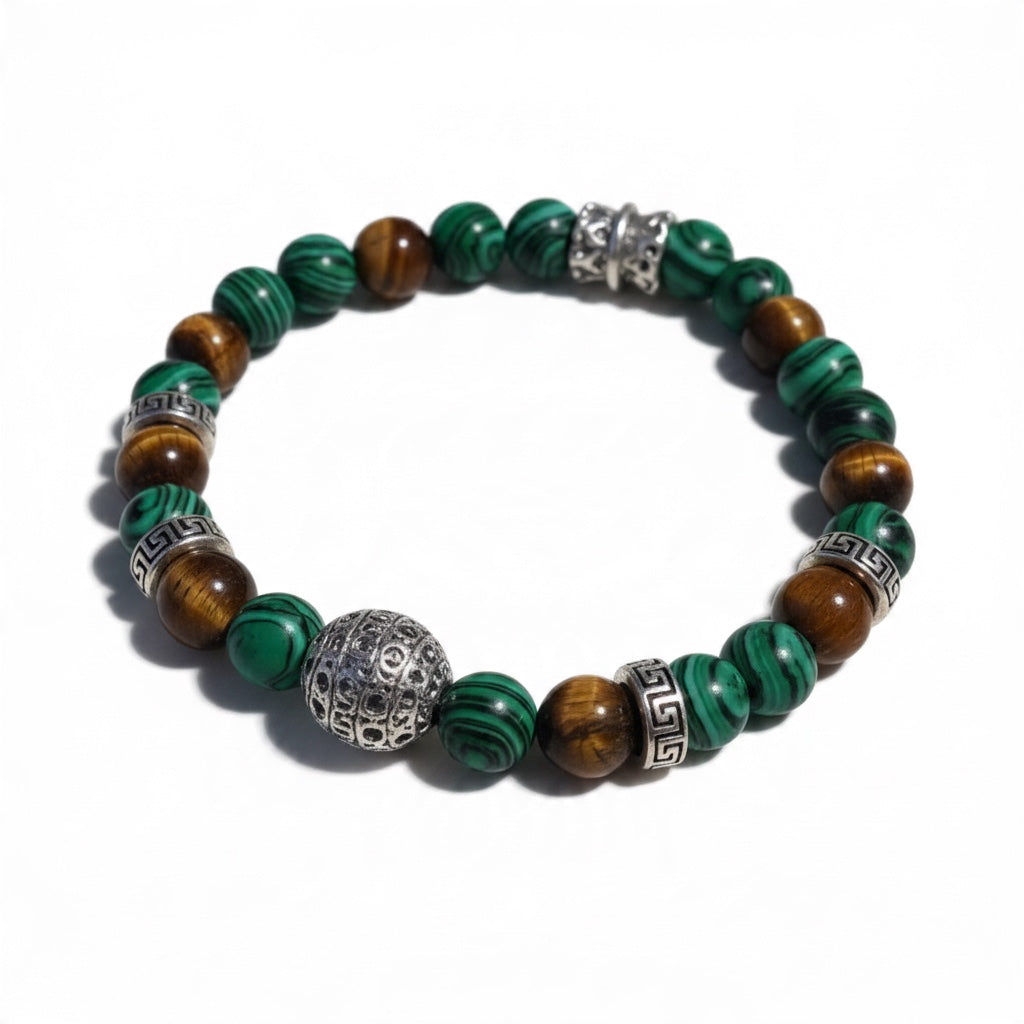 Pulsera de Malaquita y Ojo de Tigre – Energía, Equilibrio y Protección