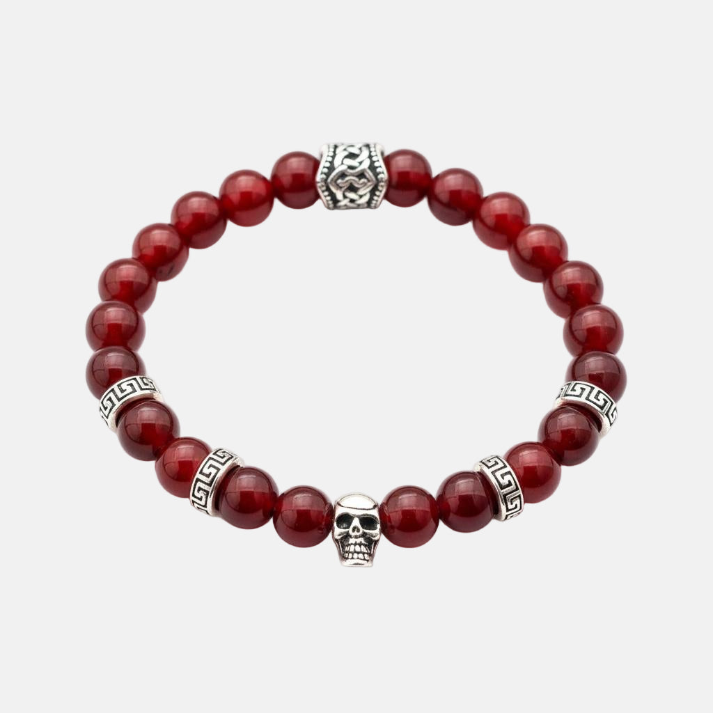 Pulsera de Jaspe Rojo con Calavera – Energía, Protección