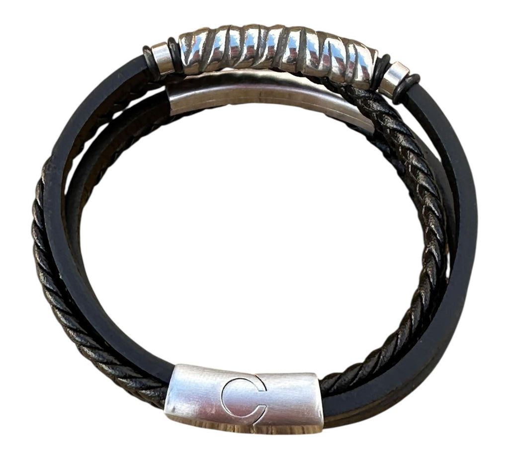 Pulsera de Piel y Acero – Diseño Moderno
