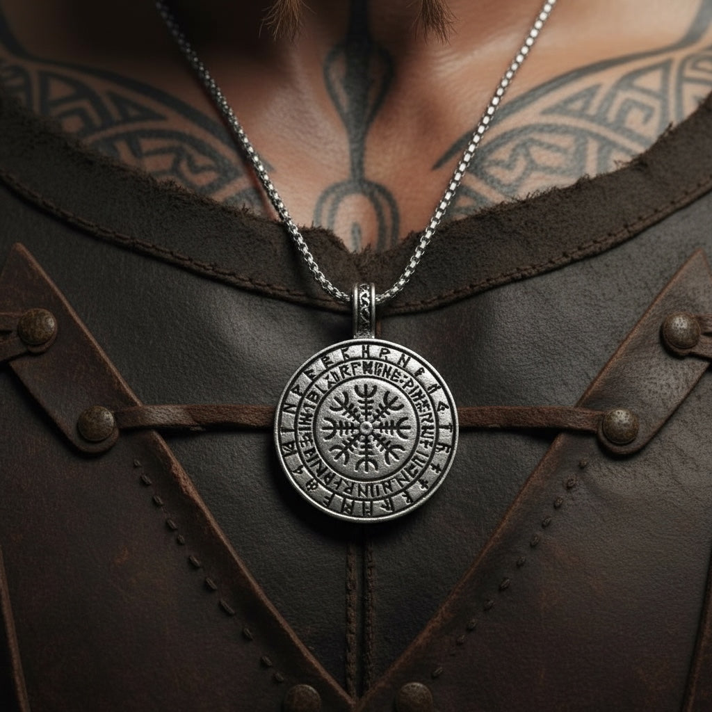 Collar Nórdico Vikingo – Árbol de la Vida & Brújula Vegvísi