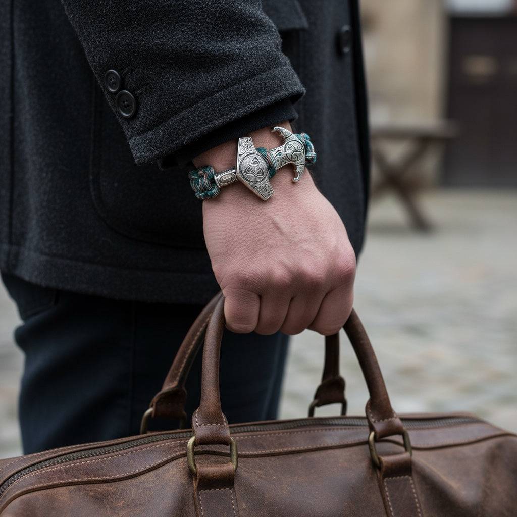 Pulsera Mjölnir de Estilo Vikingo | Amuleto de Poder