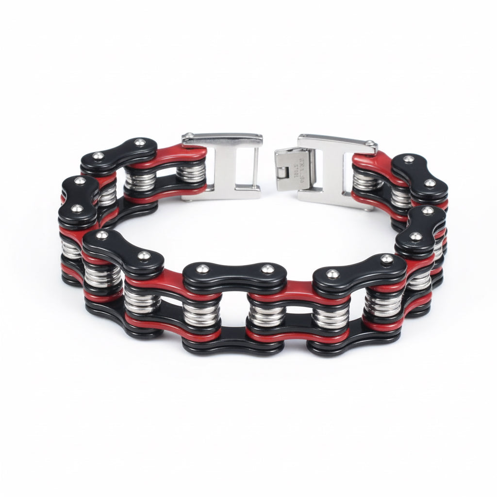 Pulsera estilo cadena de moto en acero robusto – 15 mm