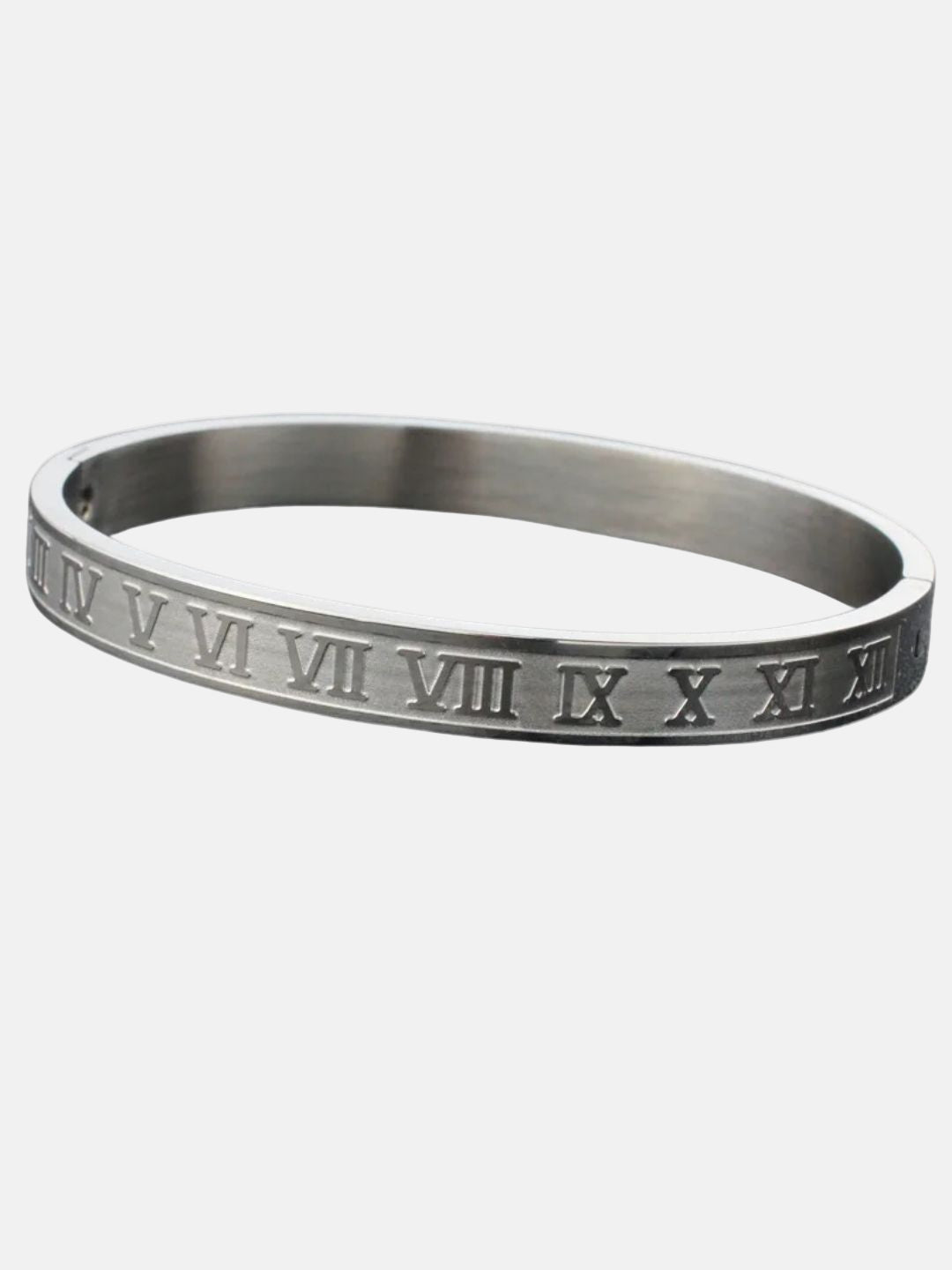 Pulsera de Acero Titanio con Diseño de Números Romanos Negra