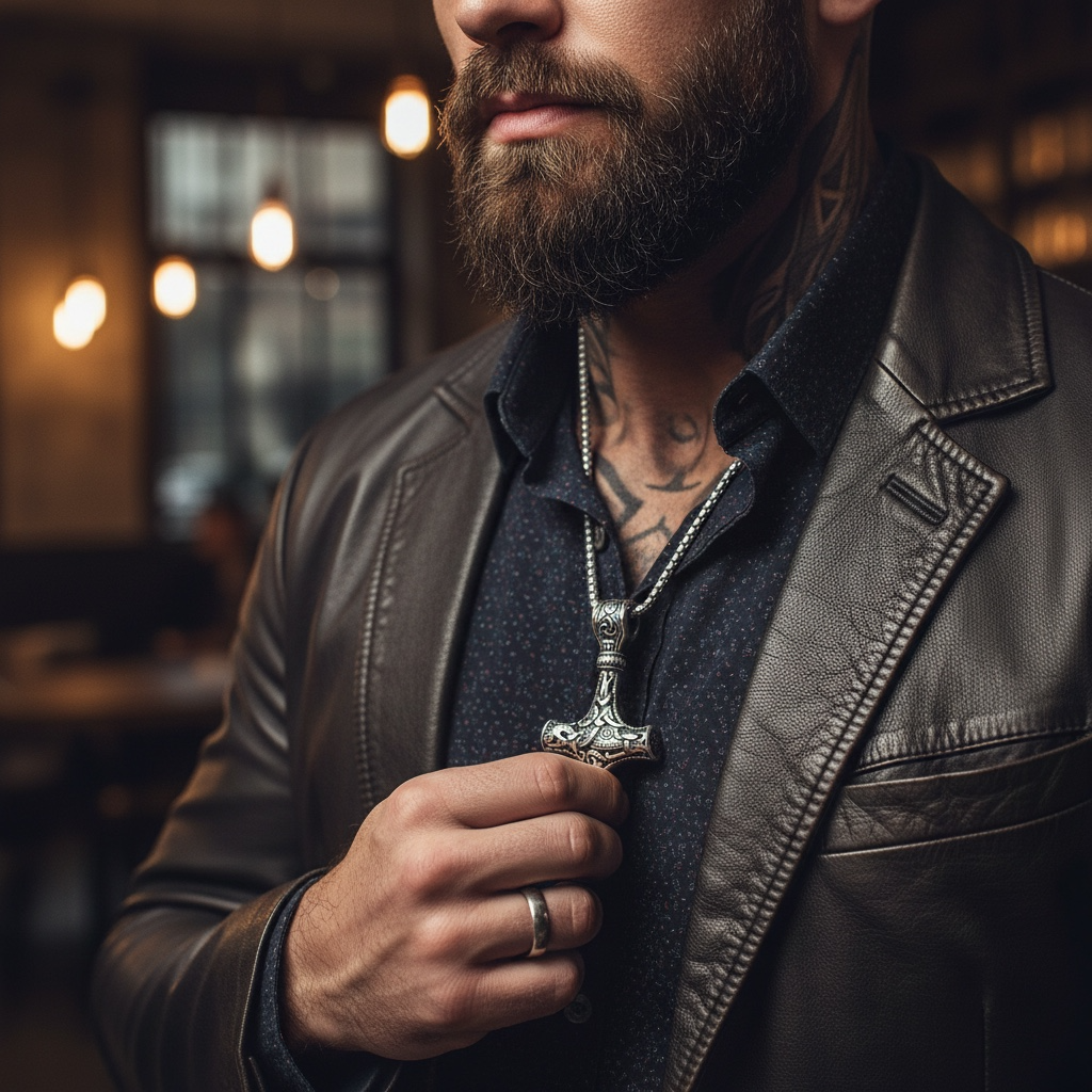 Collar Vikingo con Martillo de Thor – Acero y Simbología Nórdica