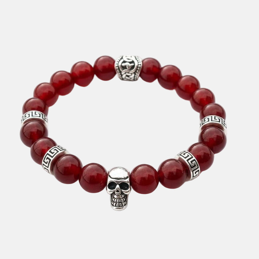 Pulsera de Jaspe Rojo con Calavera – Energía, Protección