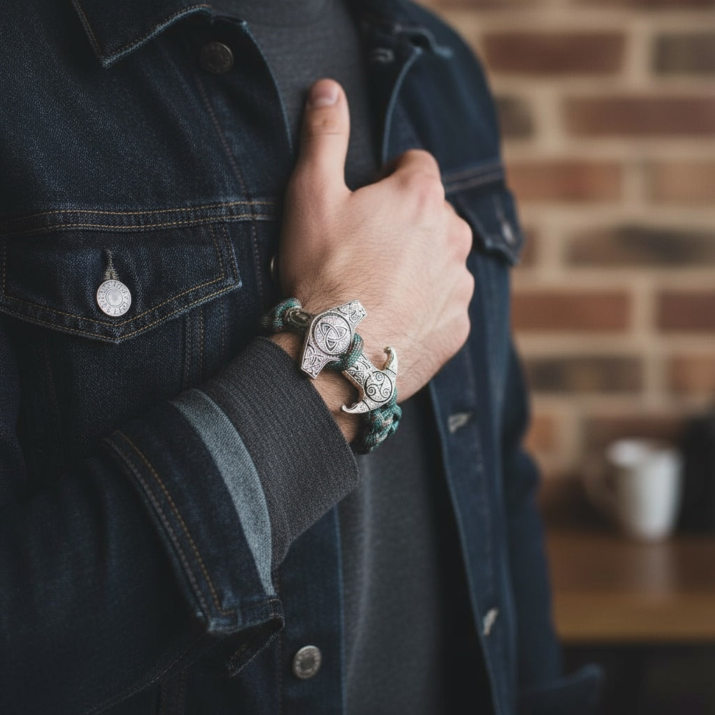 Pulsera Mjölnir de Estilo Vikingo | Amuleto de Poder