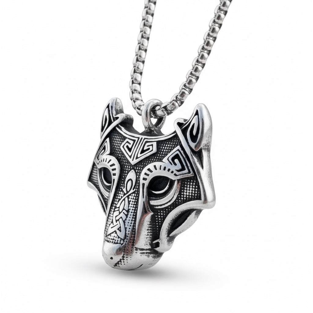Colgante Vikingo de Lobo en Acero: Poder, Protección y Fortaleza Ancestral