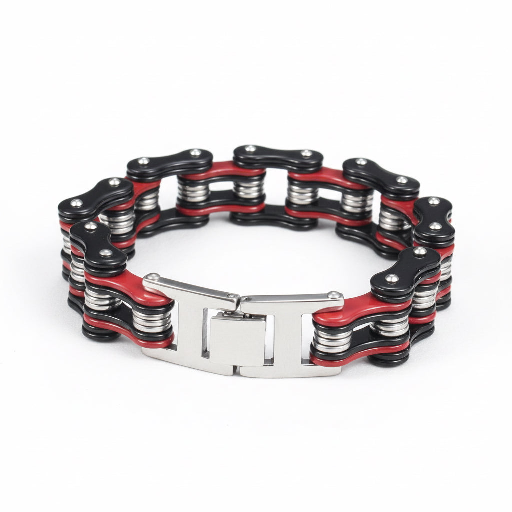 Pulsera estilo cadena de moto en acero robusto – 15 mm