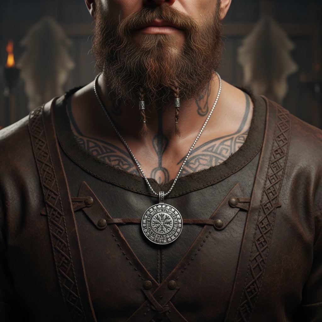 Collar Nórdico Vikingo – Árbol de la Vida & Brújula Vegvísi