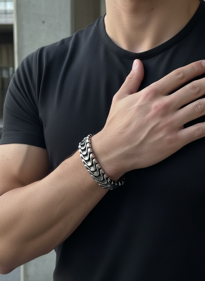 Pulsera Nórdica de Acero – Estilo Vikingo