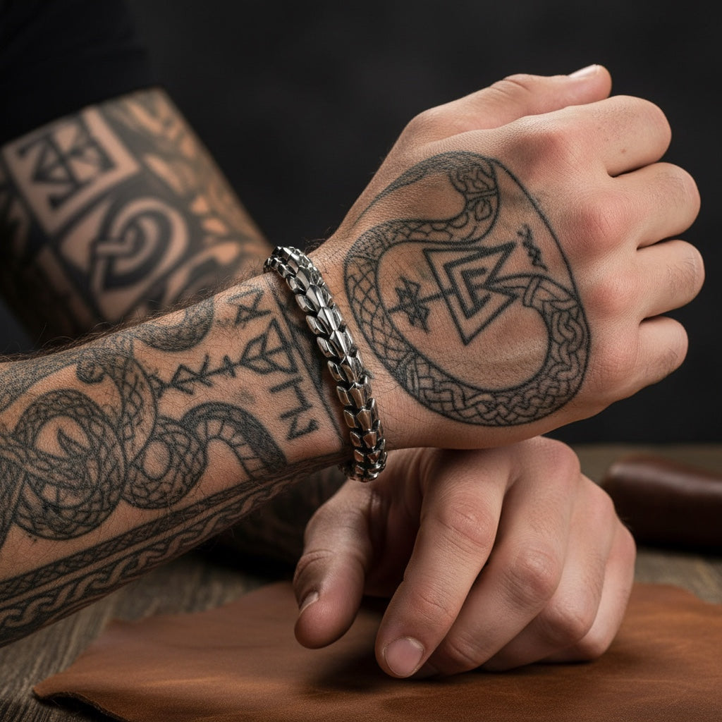 Pulsera de Acero Inspirada en la Cultura Vikinga