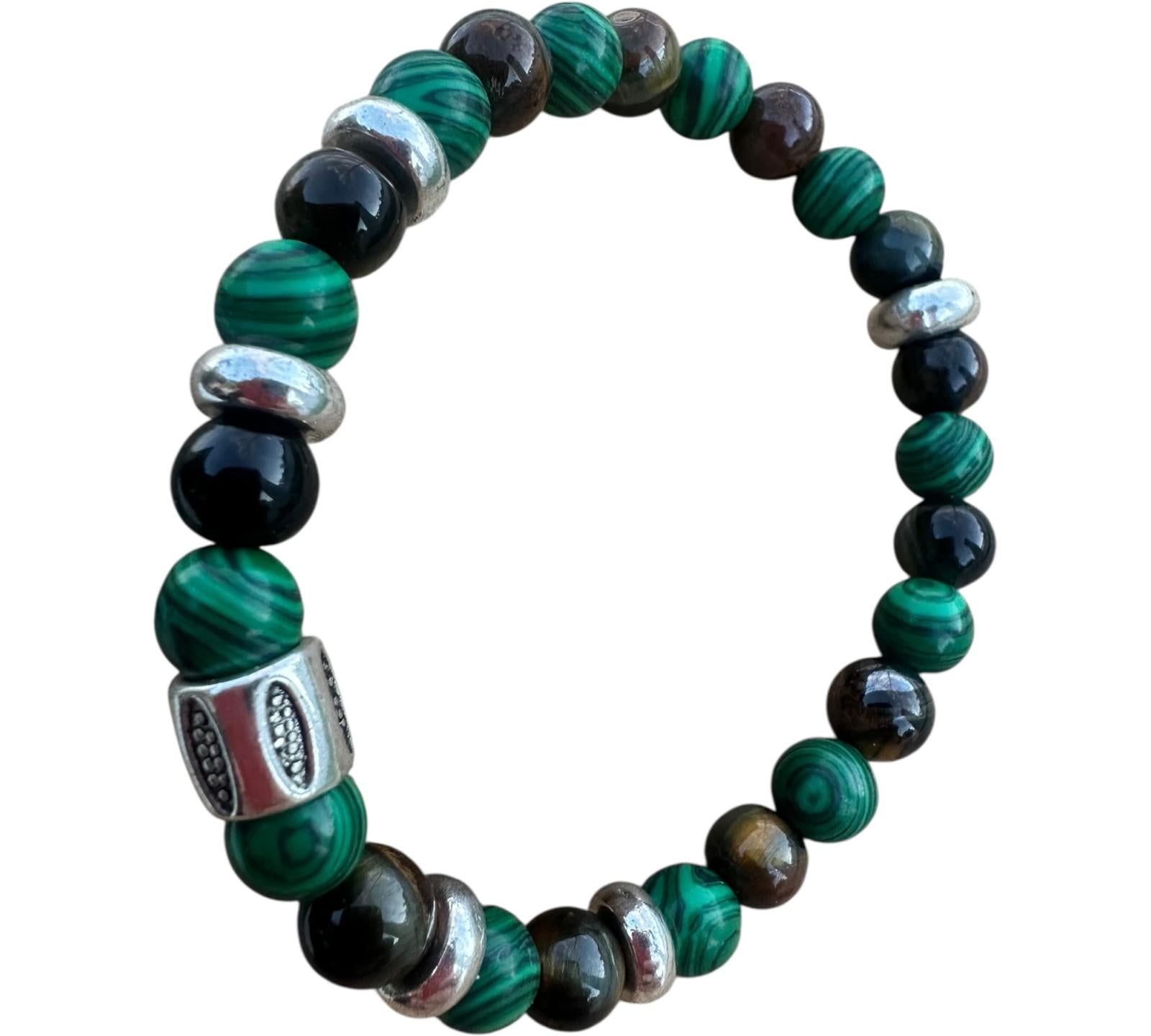 Pulsera de Malaquita y Ojo de Tigre – Energía, Equilibrio y Protección