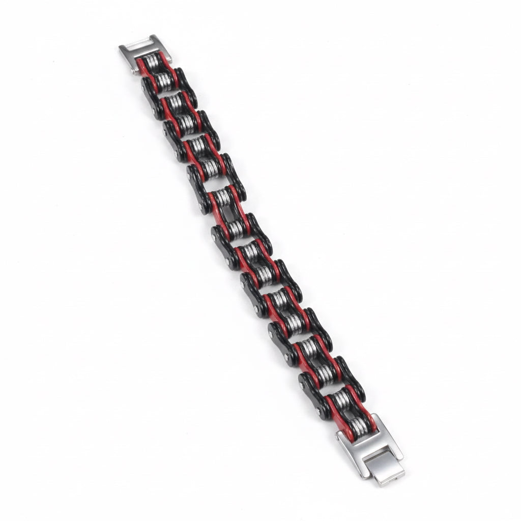 Pulsera estilo cadena de moto en acero robusto – 15 mm