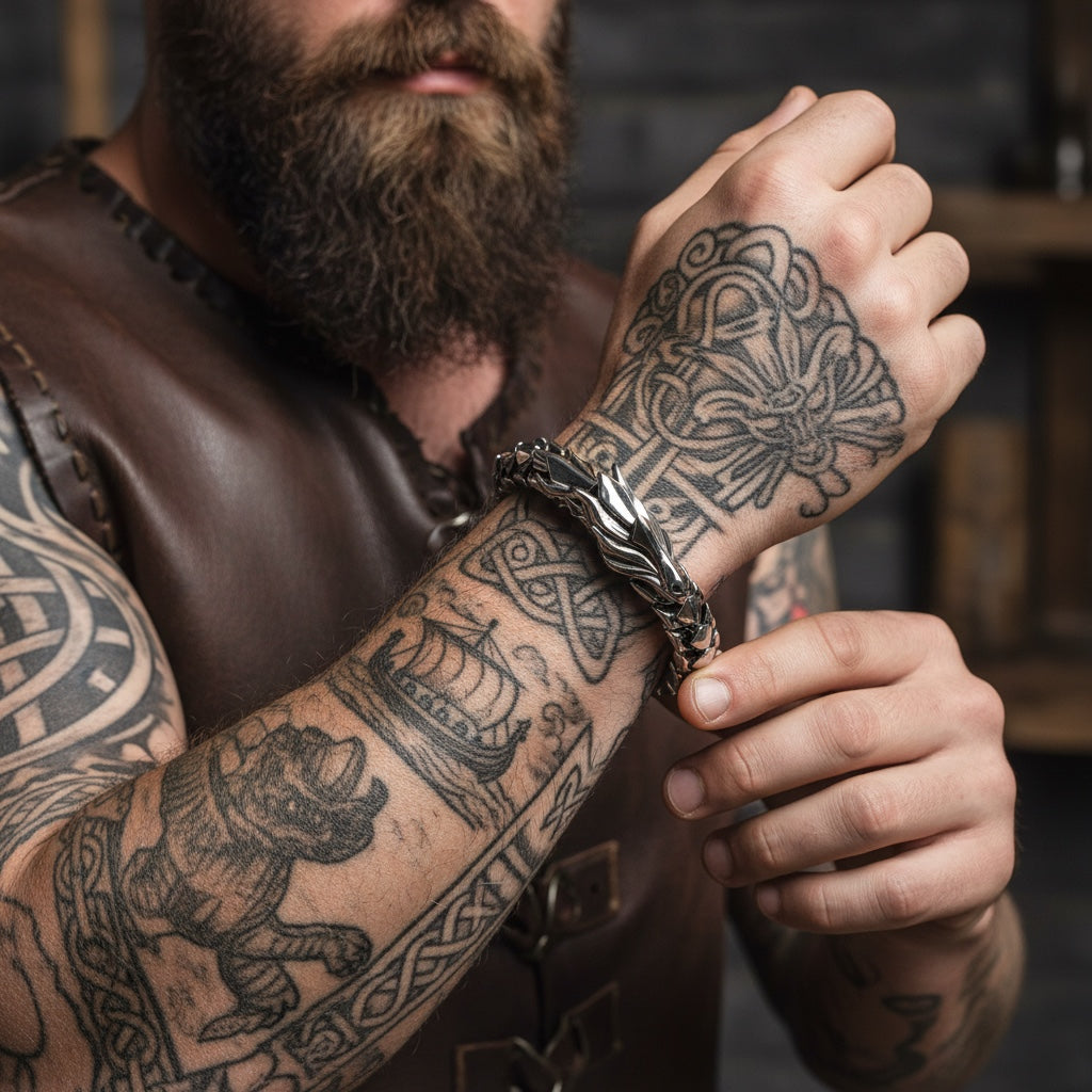 Pulsera de Acero Inspirada en la Cultura Vikinga