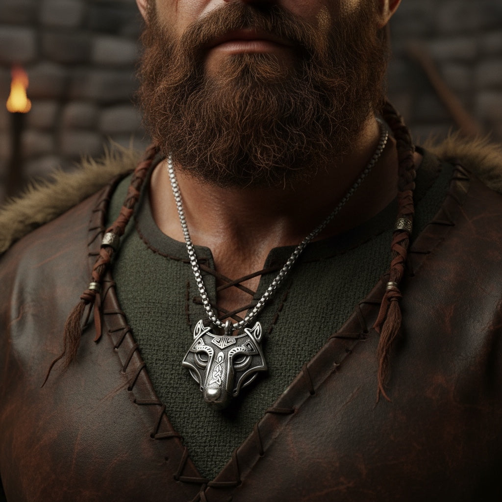 Colgante Vikingo de Lobo en Acero: Poder, Protección y Fortaleza Ancestral
