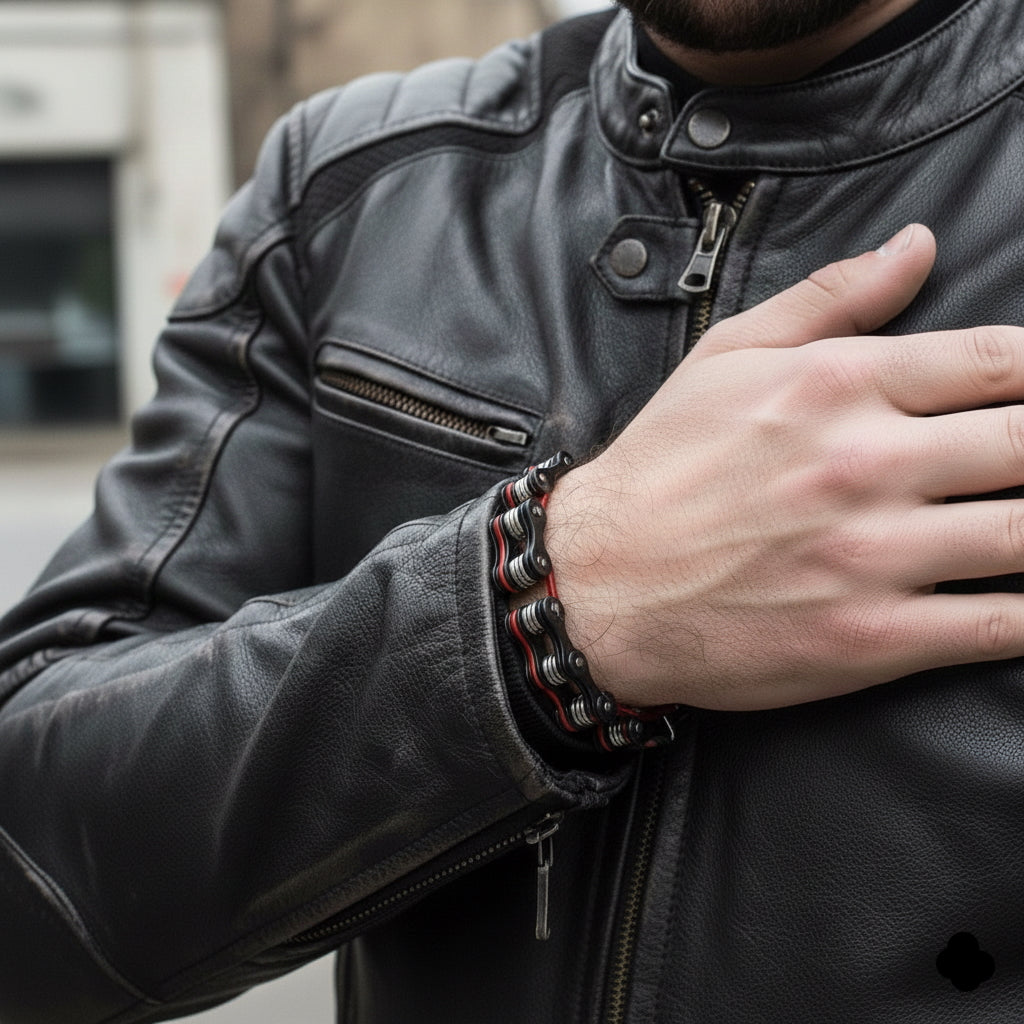 Pulsera estilo cadena de moto en acero robusto – 15 mm