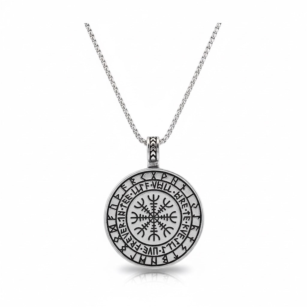 Collar Nórdico Vikingo – Árbol de la Vida & Brújula Vegvísi