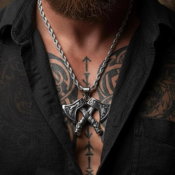 Collar hachas – Fuerza, Historia y Estilo en una Pieza