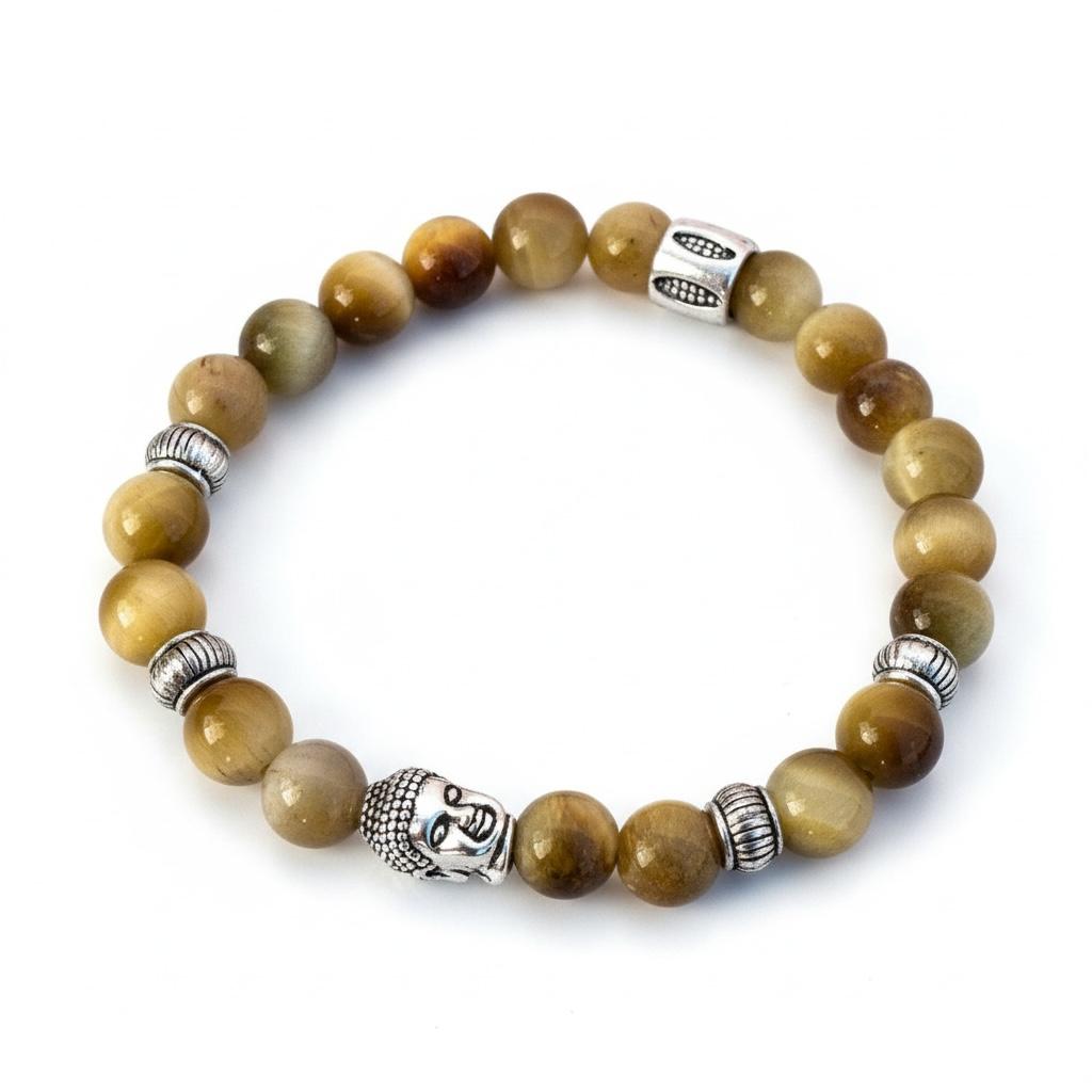 Pulsera de Ojo de Gato con Dije de Buda – Protección y Equilibrio