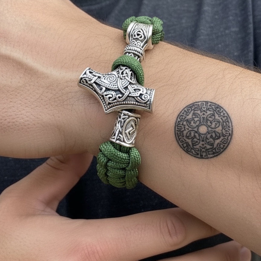 Pulsera Mjölnir de Estilo Vikingo | Amuleto de Poder y Valentía (Copia)