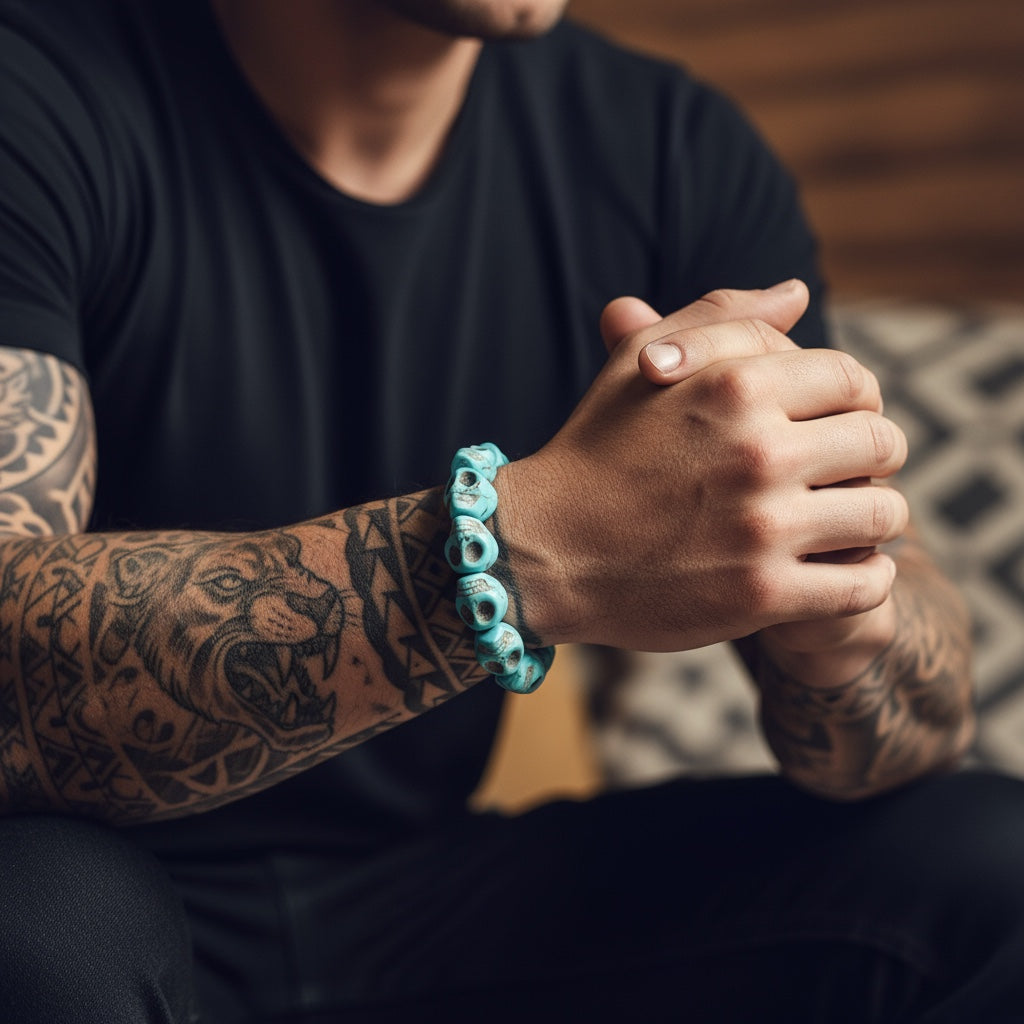 Pulsera de Calaveras  – Estilo Libre y Rebelde - Turquesa