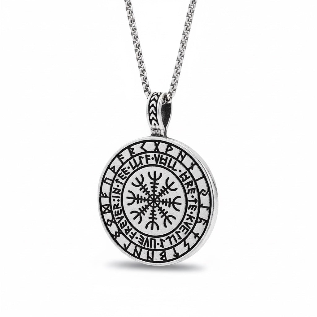 Collar Nórdico Vikingo – Árbol de la Vida & Brújula Vegvísi
